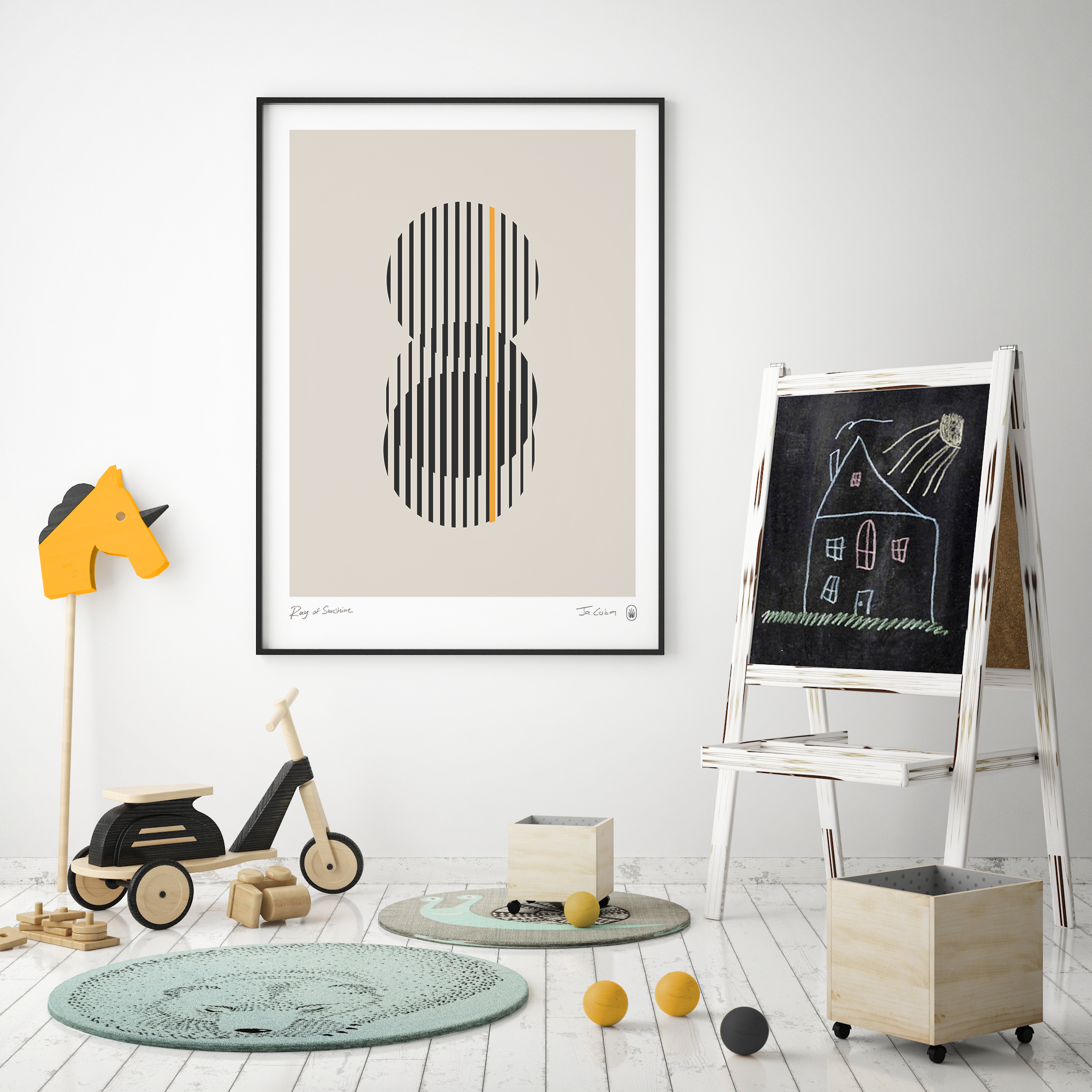 Baby room Modern poster Yellow and Black