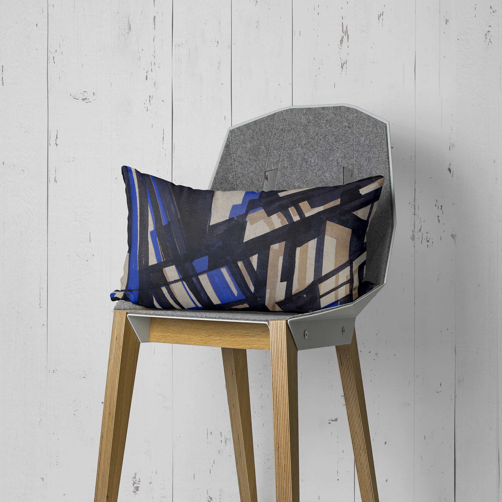 Harbor Map - Geometric Black and Tan Pillow