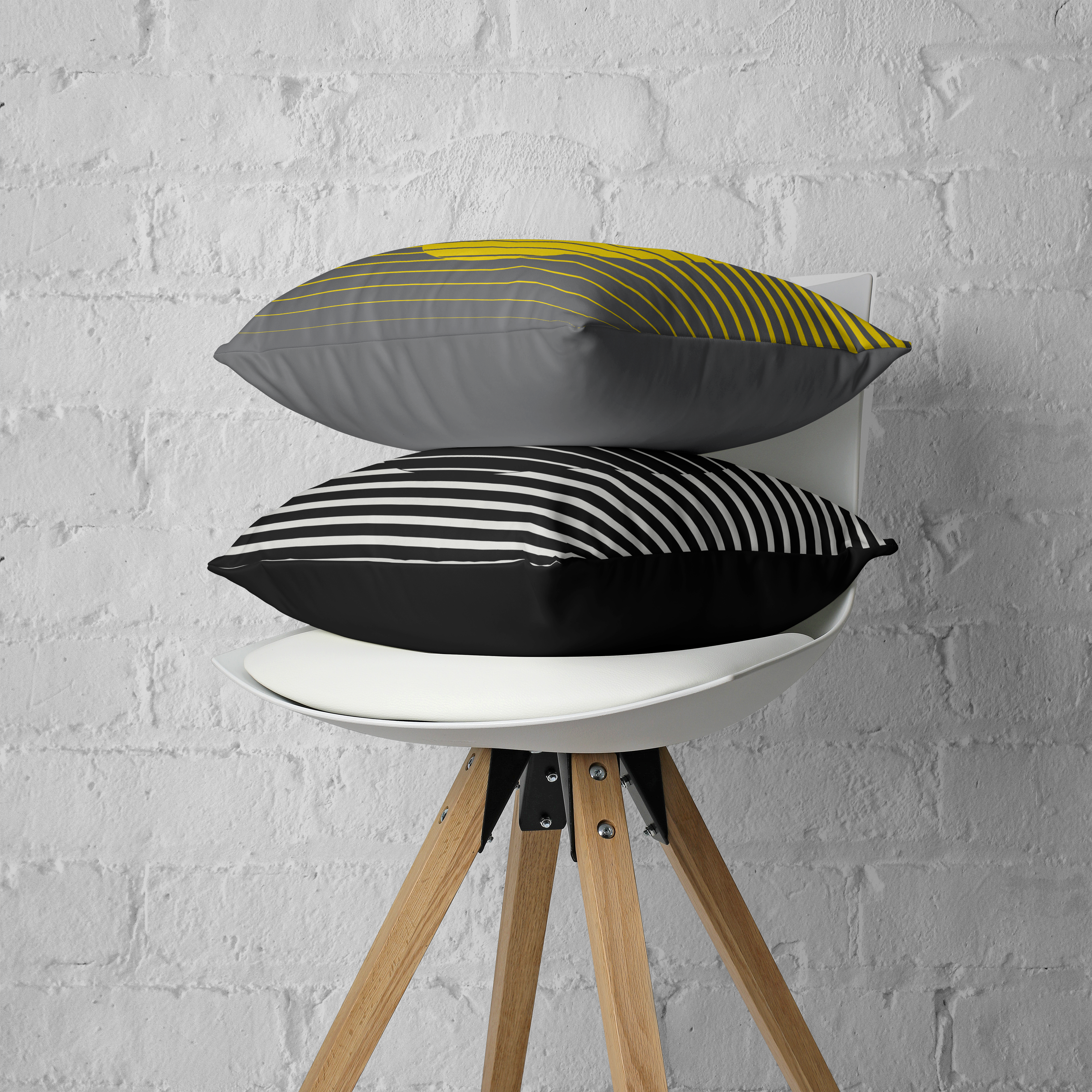 Op-Art RetroSunrise Pillow - Black and White Geometric Lines