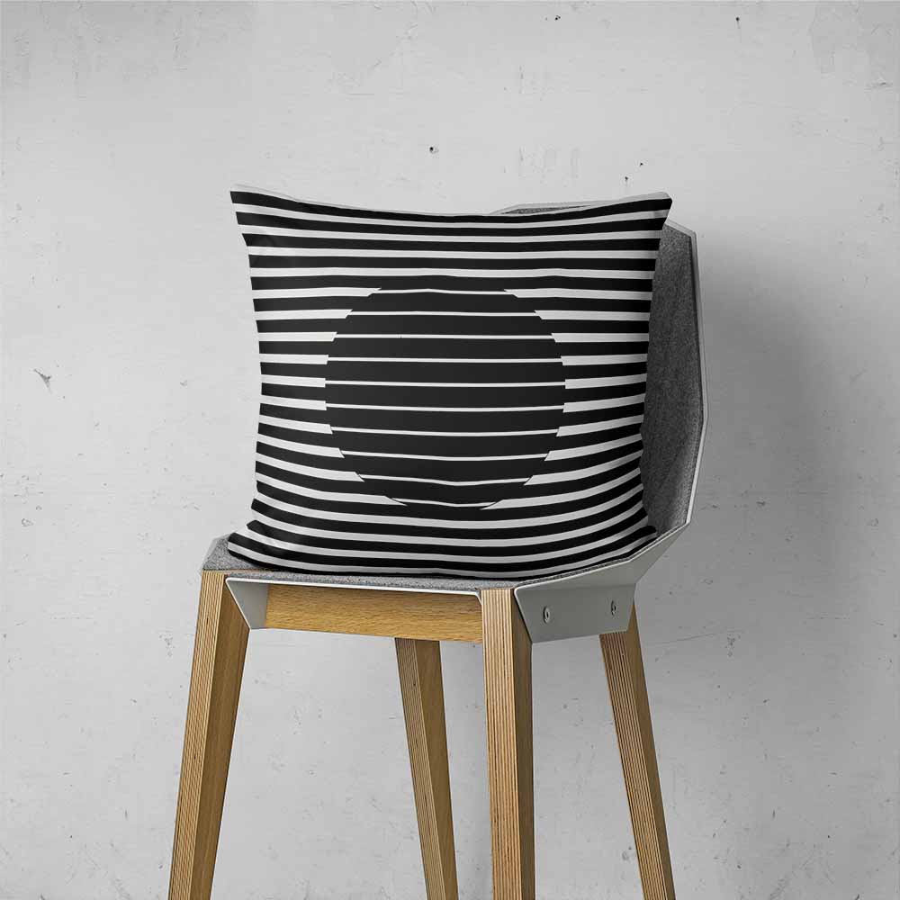 Op-Art RetroSunrise Pillow - Black and White Geometric Lines