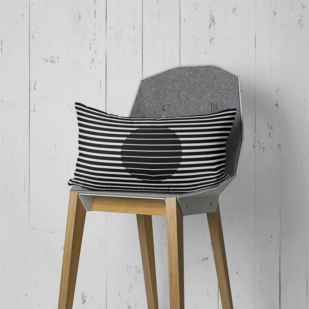 Op-Art RetroSunrise Pillow - Black and White Geometric Lines