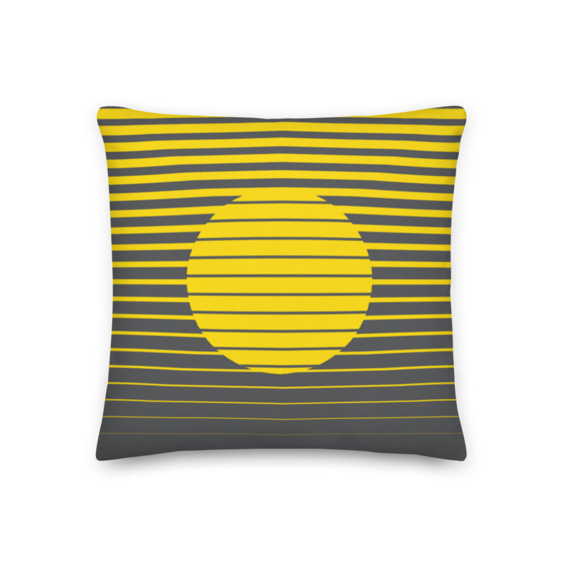Op-Art Retro Sunrise Throw Pillow - Yellow and Grey
