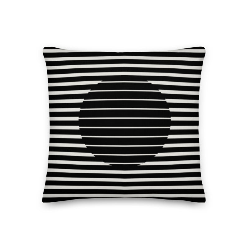 Op-Art RetroSunrise Pillow - Black and White Geometric Lines