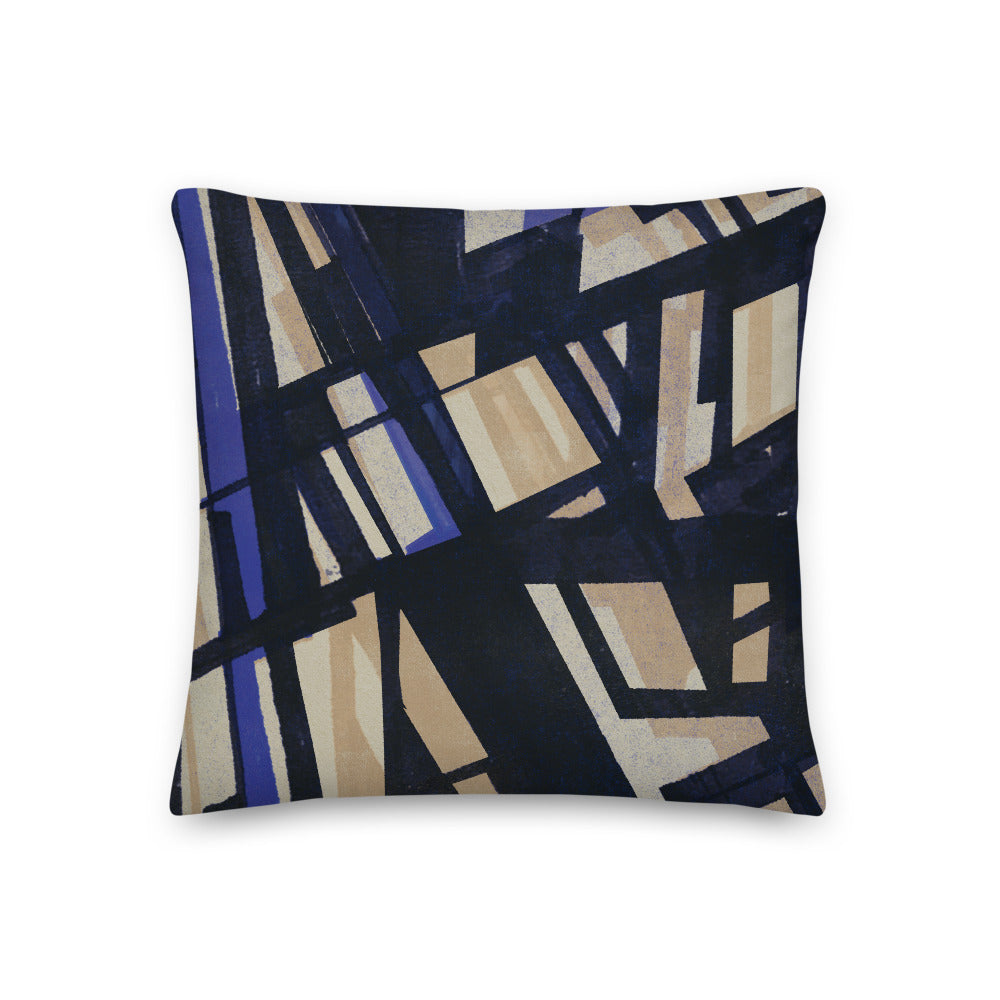 Harbor Map - Geometric Black and Tan Pillow