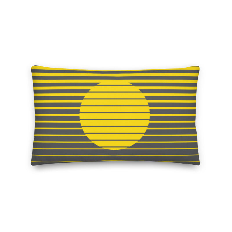 Op-Art Retro Sunrise Throw Pillow - Yellow and Grey