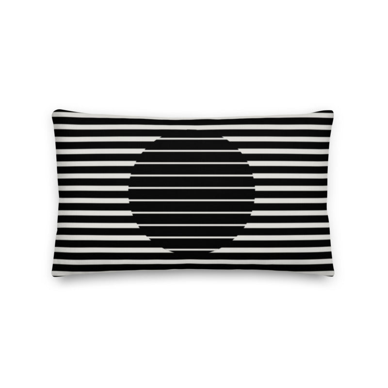 Op-Art RetroSunrise Pillow - Black and White Geometric Lines