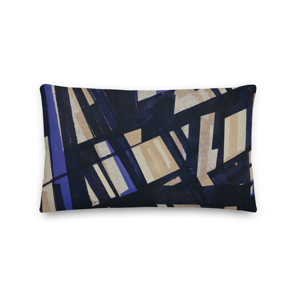 Harbor Map - Geometric Black and Tan Pillow
